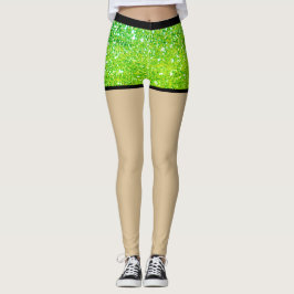 Faske kurze Hosen für Party l Glitzer Neon Green G Leggings