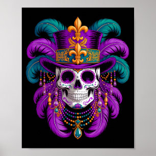 Fasnachtskostüm Zucker-Schädel-Illustration Poster