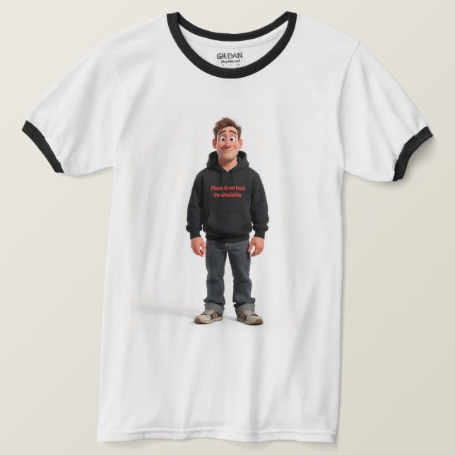 Fass die Simulation nicht an Existential Meme Tee (Design vorne)