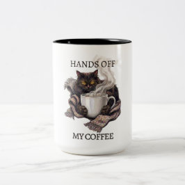 Fass meine Kaffeetasse nicht an Lustige müde Katze