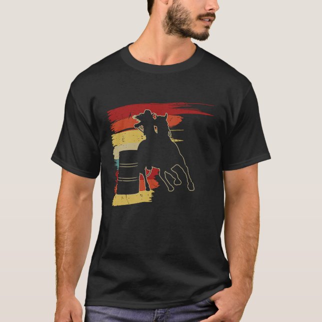 Fass-Racer-Grafik-Rodeo-Cowgirl-Retro-Fass-Rennen T-Shirt (Vorderseite)