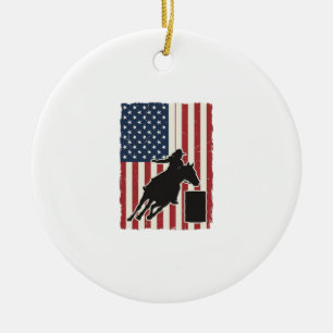 Fass-Rennen Amerikanische Flagge Vintage-Vektor-De Keramik Ornament