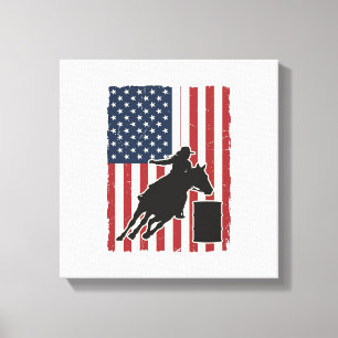 Fass-Rennen Amerikanische Flagge Vintage-Vektor-De Leinwanddruck