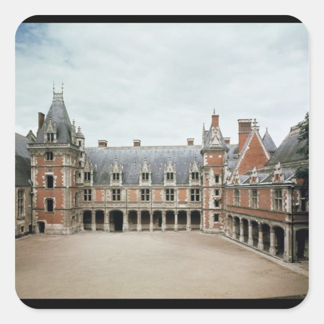 Fassade des Louis XII Flügels, 1498-1503 Quadratischer Aufkleber (Vorderseite)