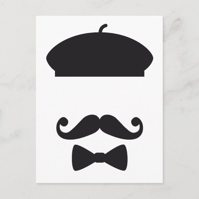 Fassade mit Hut, Schnurrbart und Krawatte Postkarte (Vorderseite)