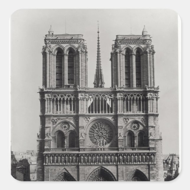 Fassade von Notre-Dame, Paris, Ende des 19. Jahrhu Quadratischer Aufkleber (Vorderseite)