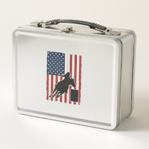 Fassrennen Amerikanische Flagge Vintage Vektor Des Metall Brotdose