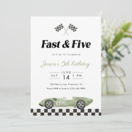 Fast and Five 5th Birthday Vintage Race Car  Einladung