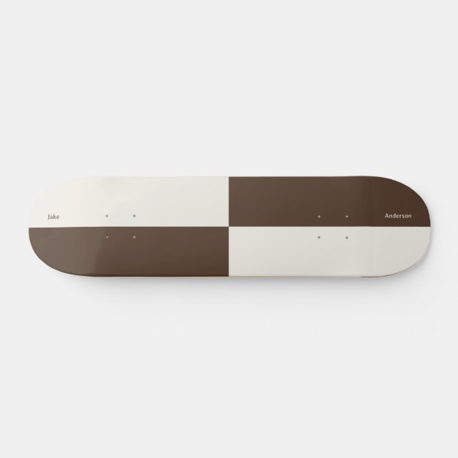 Fast Braun und Weiß Kariert Skateboard (Horizontal)