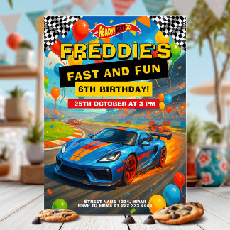 Fast Car Racing Geburtstagsparty Einladung