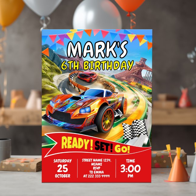 Fast Cars Racing Party für Jungen Einladung (Von Creator hochgeladen)