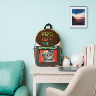 Fast day of school with love cat bedruckter rucksack