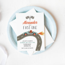 Fast ein blauer Rennwagen zum Geburtstag Einladung