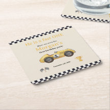 Fast ein gelbes Rennwagen Kinder erste Geburtstags