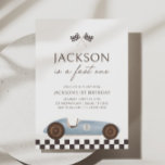 Fast ein Vintager Rennwagen Junge 1. Geburtstag Einladung<br><div class="desc">Feiern Sie Ihr schnelles und wütendes einjähriges Jubiläum mit dieser Rennwagen-Geburtstagseinladung!</div>
