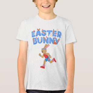 Fast & Fierce Runner Bunny Kids Unisex Tri-Blend Shirt