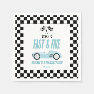 Fast & Five Blue Race Car 5. Geburtstagsparty Serviette