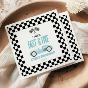 Fast & Five Blue Race Car 5. Geburtstagsparty Serviette