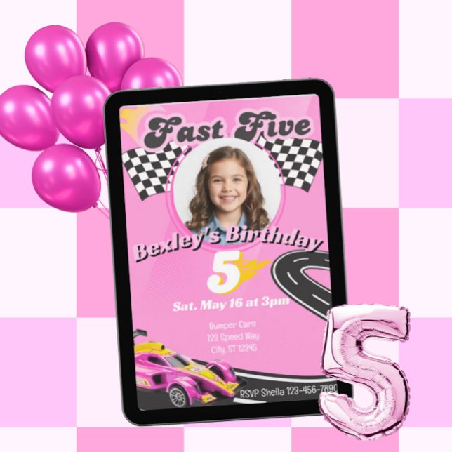 Fast Five, Picture Pink Racing 5. Geburtstag Einladung (Von Creator hochgeladen)