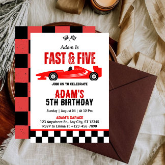 Fast & Five Race Car Boy 5. Geburtstagsparty Einladung