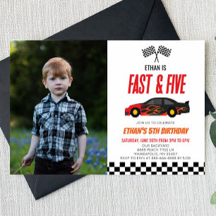Fast & Five Red Flame Race Car 5. Geburtstagsparty Einladung