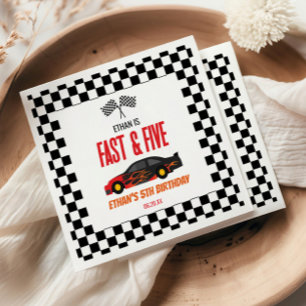 Fast & Five Red Flame Race Car 5. Geburtstagsparty Serviette