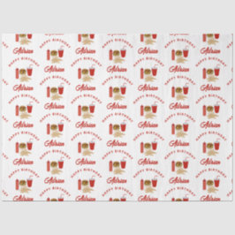 Fast Food Burger Fries Muster Geburtsname Seidenpapier