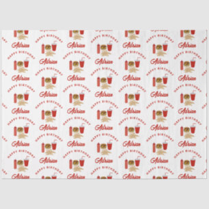 Fast Food Burger Fries Muster Geburtsname Seidenpapier