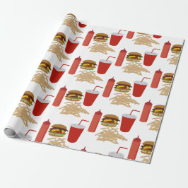 Fast Food Burger Fries Muster Geschenkpapier