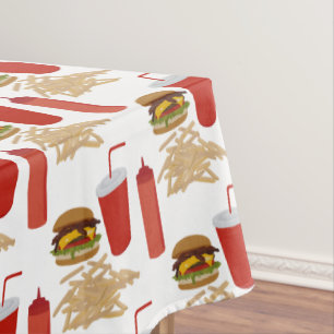 Fast Food Burger Fries Muster GRILLEN Picnic Tischdecke