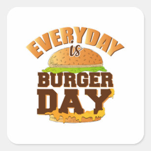 Fast Food Burger Käse Funny Eat Feinschmecker Gesc Quadratischer Aufkleber