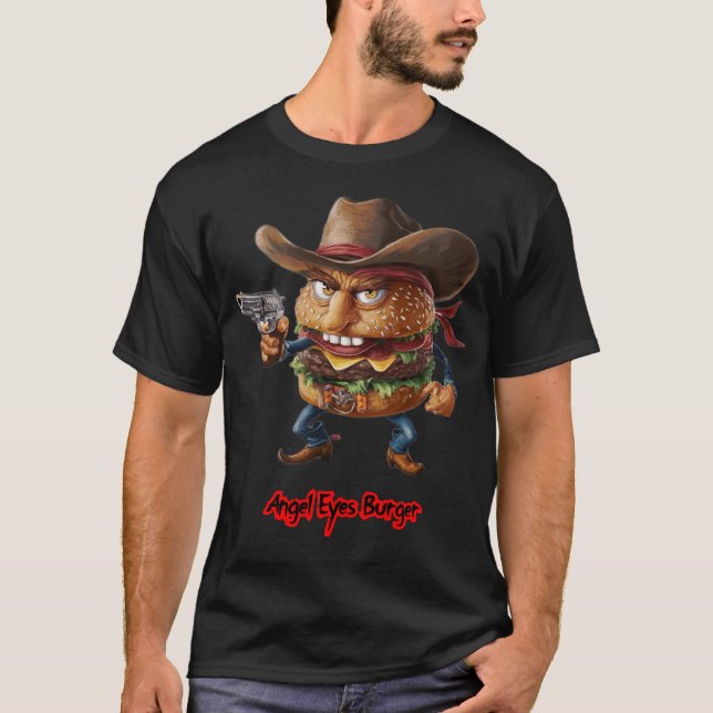 Fast food Burger on a Black T-Shirt (Vorderseite)