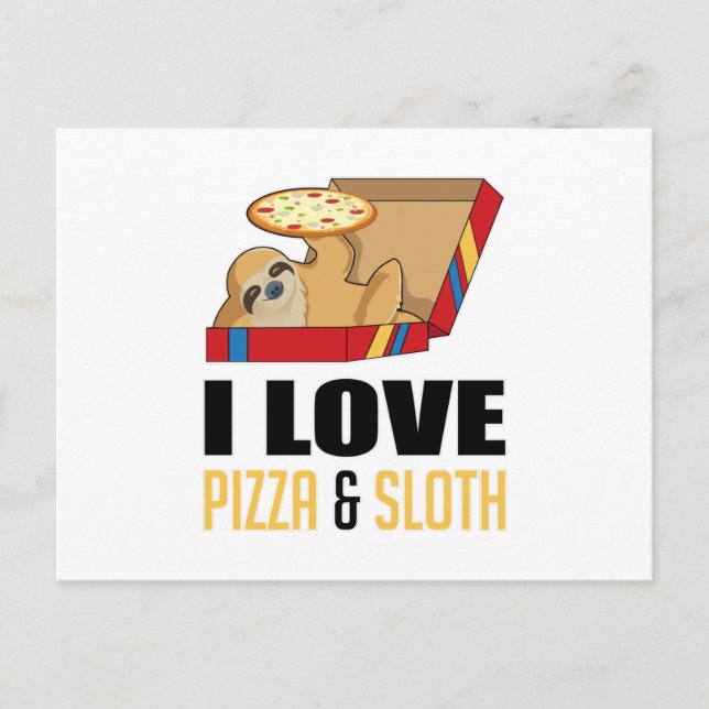 Fast Food Burger Sloth Funny Pizza Feinschmecker G Postkarte (Vorderseite)