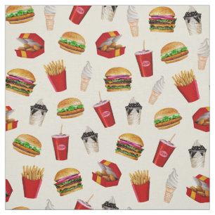 Fast Food Burgers, Fries, Sundaes Stoff