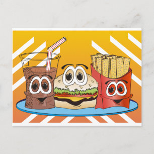 Fast Food Cartoon Postkarte