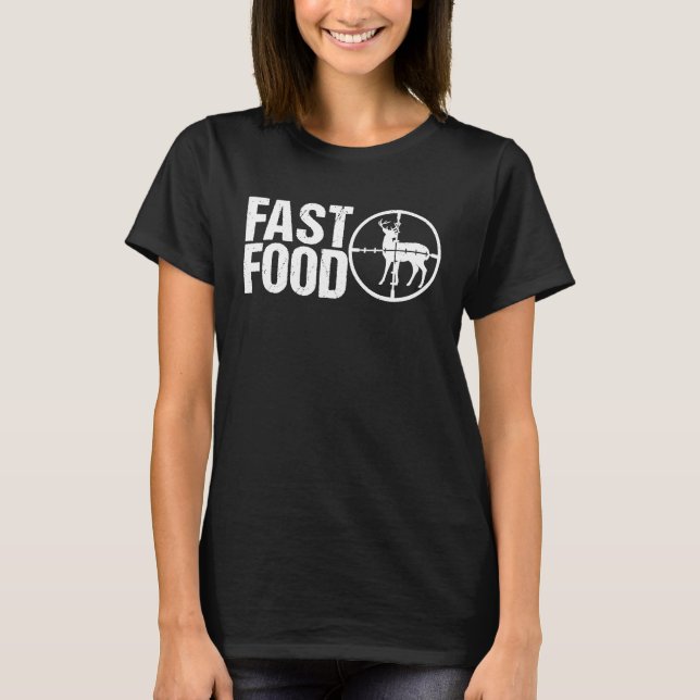 Fast Food Deh Junting Funny Hunter Cooles Bogensch T-Shirt (Vorderseite)