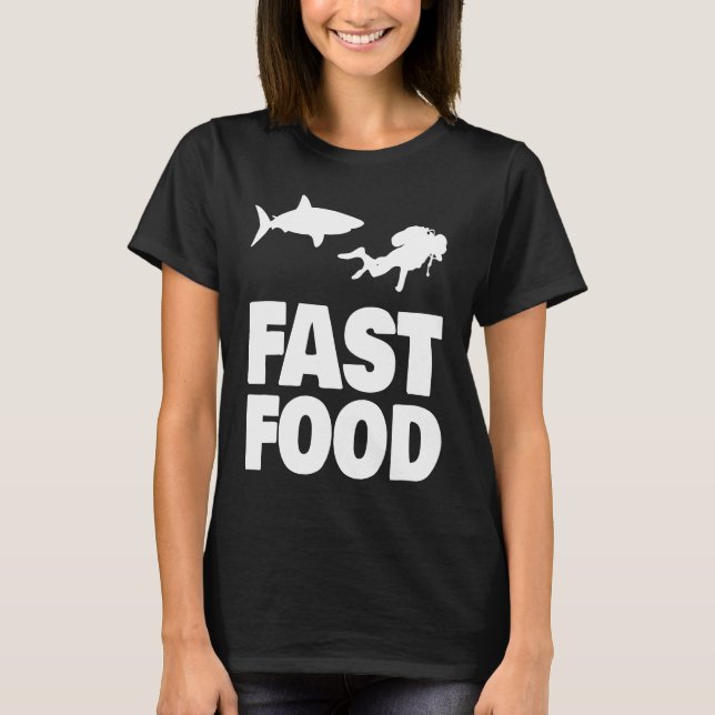 Fast Food Diver Shark Scuba Diving Diver Cute T-Shirt (Vorderseite)