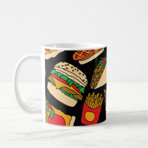 Fast Food Fiesta: Vintage-Muster-Isolation Kaffeetasse