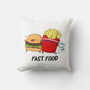 Fast Food Funny Burger and Fries Pun Kissen