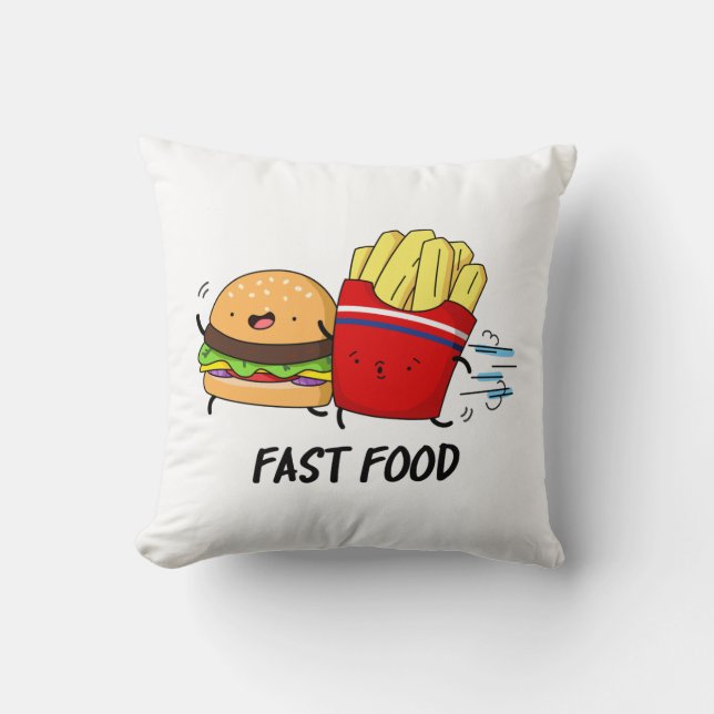 Fast Food Funny Burger and Fries Pun Kissen (Vorderseite)
