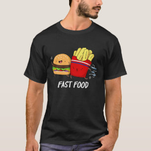 Fast Food Funny Burger and Frin Pun Dark BG T-Shirt