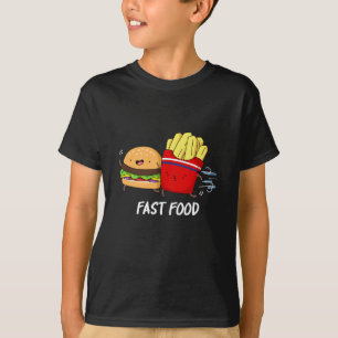 Fast Food Funny Burger and Frin Pun Dark BG T-Shirt