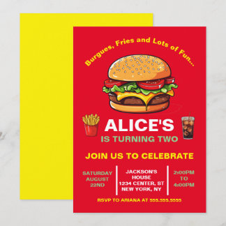 Fast Food Hamburguer Fries Soda Geburtstag Einladung