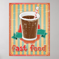 Fast Food Hintergrund mit Drink im Retro-Stil