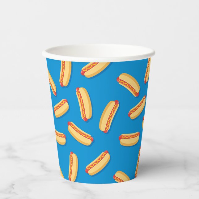 Fast Food Hotdogs-Muster Pappbecher (Vorderseite)