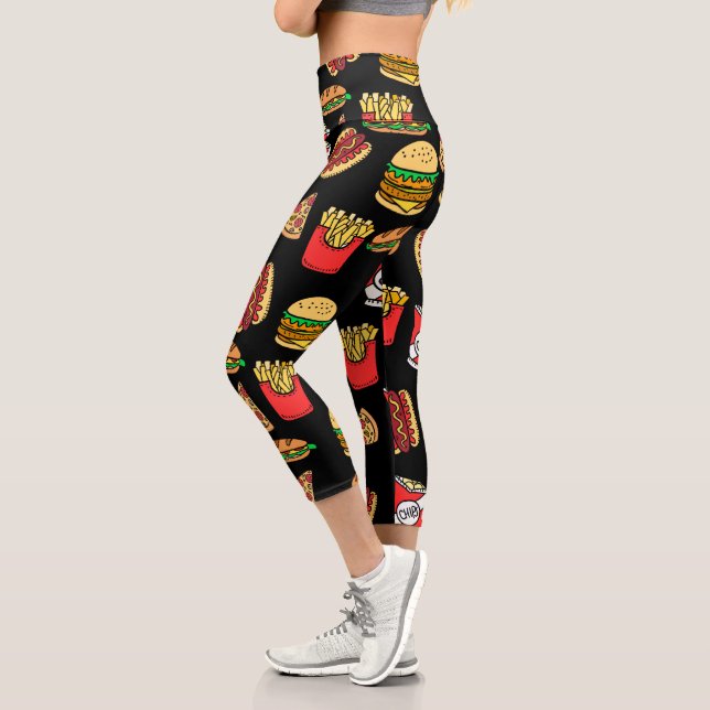 Fast Food Pattern Capri Leggings (Links)