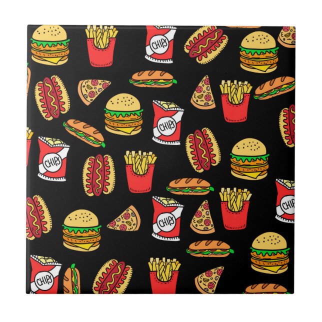Fast Food Pattern Fliese (Vorderseite)
