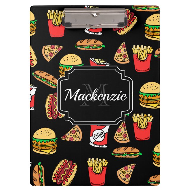 Fast Food Pattern Klemmbrett (Vorderseite)