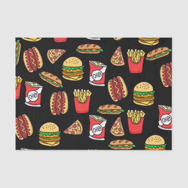 Fast Food Pattern Seidenpapier (Vorderseite)