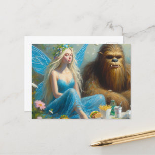 Fast Food Picnic mit Sasquatch und der Fee Postkarte